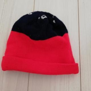 ニット帽(赤×紺)
