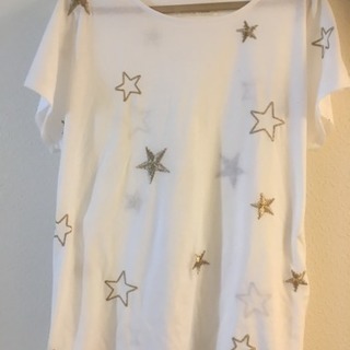 星柄刺繍Tシャツ ホワイト Fサイズ 美品