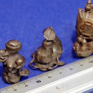 高岡銅器　盆景三品　添配　【宝船・ナマズ・蛸】　添え物　添景　豆置物