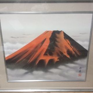 桂華　赤富士　日本画