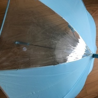 子供 傘 新品 50cm 水色 反射テープ付き 透明窓あり