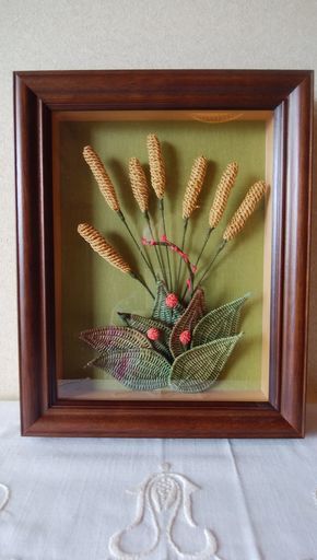 手芸品/額入り籐作品
