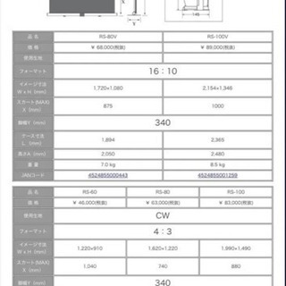 格安 プロジェクタスクリーンIZUMI-COSMO80インチ床置型中古