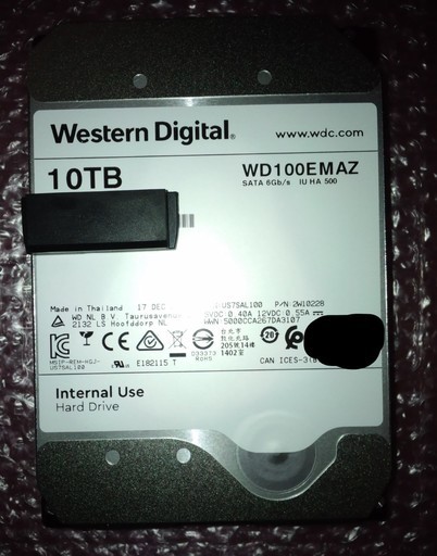 10TB ハードディスク HDD WD ヘリウム充填
