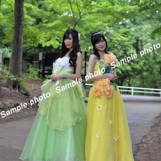 ★ウエディングドレス　エメラルドグリーンとイエローの可愛いドレス♪♪２点SET