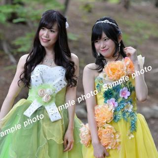 ★ウエディングドレス　エメラルドグリーンとイエローの可愛いドレス♪♪２点SET