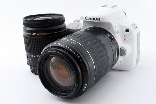 Canon EOS Kiss X7 ダブルズームセット ホワイト★極上美品★8GB 新品SDカード、ストラップ付き！