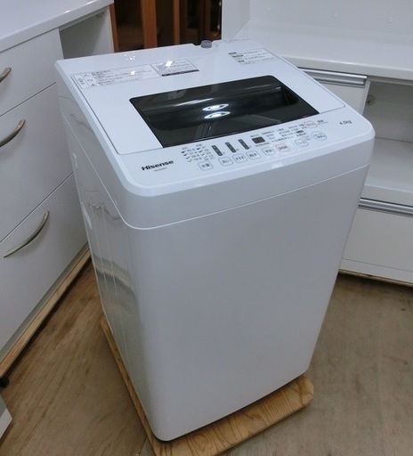 【販売終了しました。ありがとうございます。】Hisense　4.5㎏　ステンレス槽　全自動洗濯機　HW-E4501　2016年製　中古品