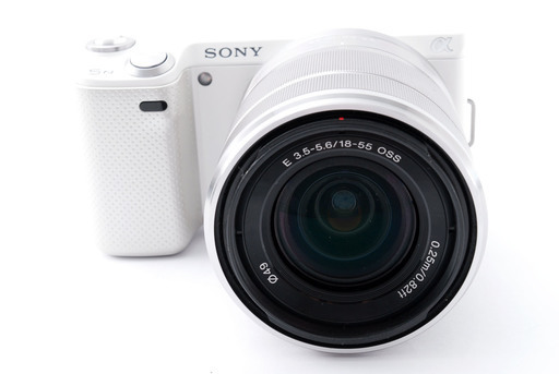 SONY NEX-5N ホワイト レンズキット★極上美品★本物の一眼クオリティー♪外付けフラッシュ、新品SDカード付き！