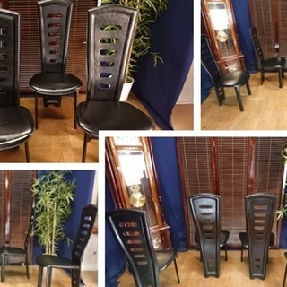 【Ｅ34 イタリア製 大理石天板 ダイニングテーブル＆大塚家具 本革ハイバックダイニングチェア４脚セット】