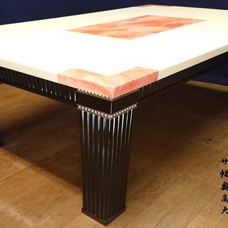 【Ｅ34 イタリア製 大理石天板 ダイニングテーブル＆大塚家具 本革ハイバックダイニングチェア４脚セット】