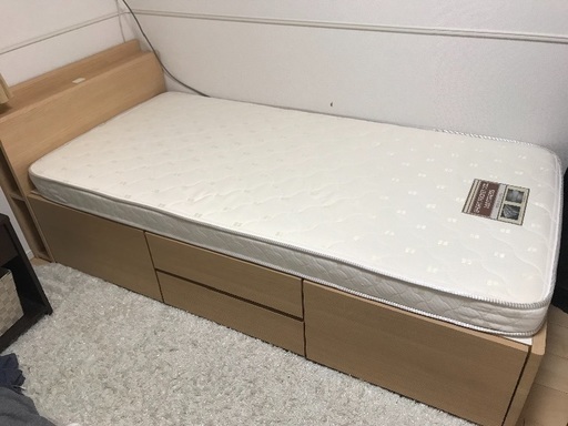 ニトリ シングルベッド マットレス付き ベッド下引き出し収納付き たから 京終のベッド シングルベッド の中古あげます 譲ります ジモティーで不用品の処分