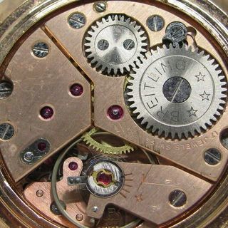 レア！●1950年代●ブライトリング/BREITLING/エンジ色文字盤動作良好アンティーク レア！○1950年代○ブライトリング/BREITLING/エンジ色文字盤動作良好