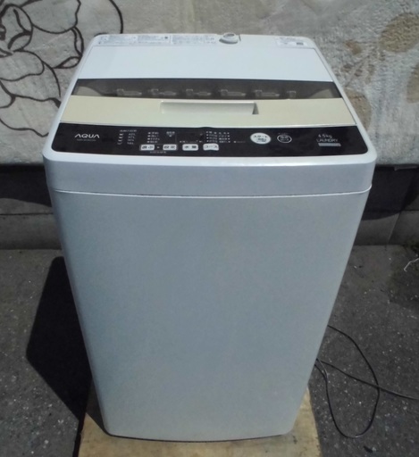アクア 全自動 洗濯機 AQW-S45EC(W) 2017年製 4.5㎏ 中古品 動作OK♪ JM3753)【取りに来られる方限定】