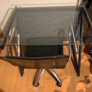ガラス机と椅子のセット