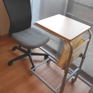 ●　サイドテーブル&椅子セット（パソコンデスク&チェアー）　ベー...
