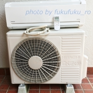 HITACHI 白くまくん エアコン室外機 日立 HITACHI エアコン 2016年製 白くまくん 室外機 リモコン付き