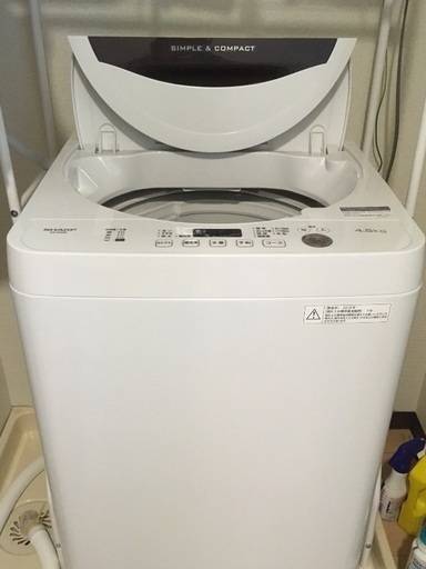 2018年製 シャープ 全自動洗濯機 ステンレス槽 4.5kg ホワイト系 ES-GA4B-W