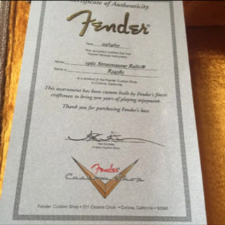 フェンダーカスタムショップストラトキャスター 1962年モデル