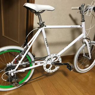 自転車 ミニベロ 白グリーン