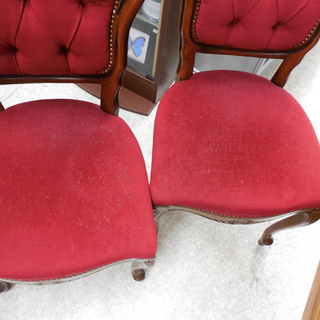 ダイニングチェア 2脚 猫脚 アンティーク調 ヨーロッパ 布張り ファブリック 猫足 クラシック 札幌市西区西野　　　