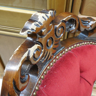 ダイニングチェア 2脚 猫脚 アンティーク調 ヨーロッパ 布張り ファブリック 猫足 クラシック 札幌市西区西野　　　