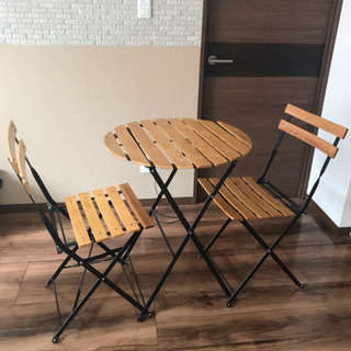 折り畳み可能 カフェテーブル&チェア2脚セット 