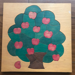 【おまとめ割引あり】【手作り】木工パズル:りんごの木