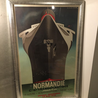 1935年カッサンドル客船ノルマンディのポスター&額縁