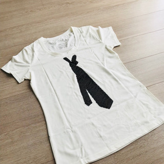 【夏美様】【未使用】デザイン Tシャツ 白 ネクタイ スパンコール