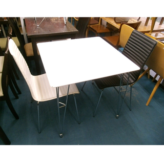 札幌 木目調天板 2Pダイニングセット 正方形 75×75cm 白/ホワイト 黒/ブラック 2人掛け テーブル イス 札幌 木目調天板 2Pダイニングセット 正方形 75×75cm 白/ホワイト 黒