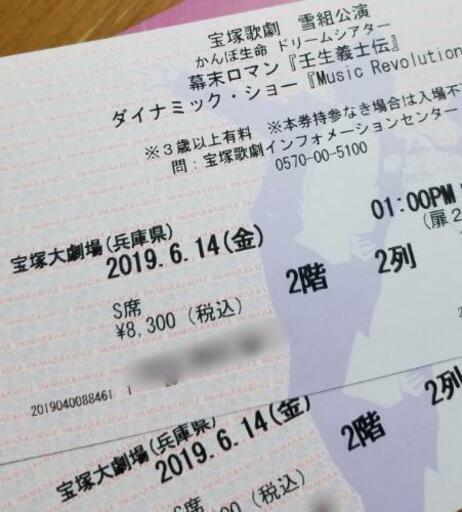 宝塚歌劇団 雪組 チケット2枚 | noonanwaste.com