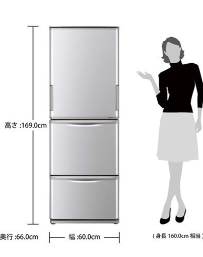 2017年製 シャップノンフロン冷凍冷蔵庫 3ドア