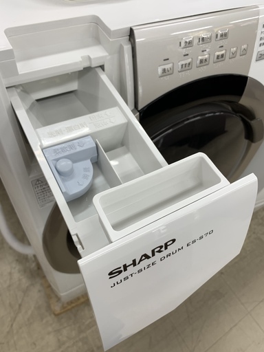 J99【動作確認、クリーニング済】　シャープ　SHARP　ドラム式洗濯機　7Kg　ES-S70-WL　2015年製　※付属品多数あり！