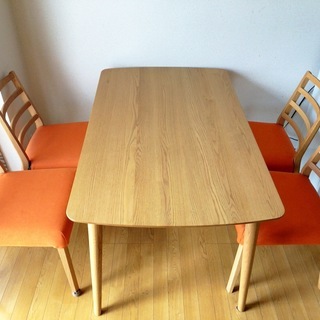 取付無料！大塚家具 北欧風天然木ナチュラルダイニングテーブル&チェア4脚 取付無料！大塚家具 北欧風天然木ナチュラルダイニングテーブル&チェア