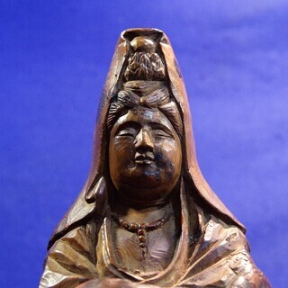 木彫観音菩薩立像　　在銘　箱