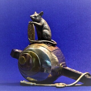 銅製香炉　打ち出の小槌と福鼠　子　ネズミ
