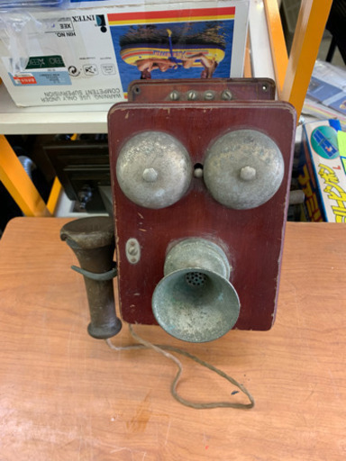 稀少 昭和レトロ 古い電話機 手回し型 古道具 ジャンク