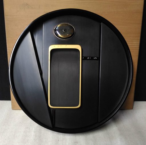 a863 漆器 蒔絵 円形硯箱 漆塗 鶴 硯箱 書道具 合わせ箱 硯 水滴