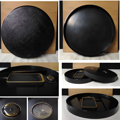 a863 漆器 蒔絵 円形硯箱 漆塗 鶴 硯箱 書道具 合わせ箱 硯 水滴 a863 漆器 蒔絵 円形硯箱 漆塗 鶴 硯箱 書道具 合わせ箱 硯 水滴