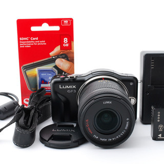 パナソニック Lumix DMC-GF3 ブラック レンズキット★極上美品★手軽でも高機能 ♪8GB新品SDカード付き！