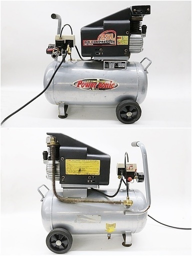 パワーソニック　エアコンプレッサ　RC-1025　25L　動作OK　 エアーコンプレッサー　AIR COMPRESSOR　POWER SONIC