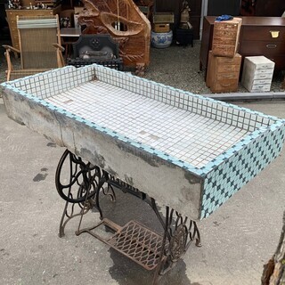 古い タイル 流し台 シンク 調理台 レトロ アンティーク YG30axx