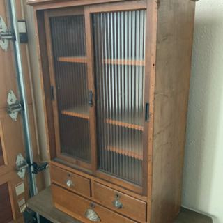 古物☆レトロ☆ 波ガラス 小棚