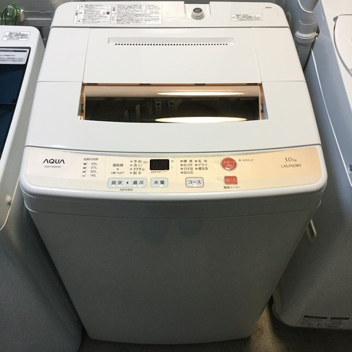 【送料無料・設置無料サービス有り】洗濯機 2016年製 AQUA AQW-S50D 中古