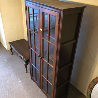 無垢材 キャビネット ビンテージ 書斎 本棚 飾り棚 キャビネット