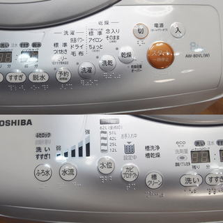 ファミリー向け洗濯乾燥機 8.0kg 縦型 東芝 国産 AS02