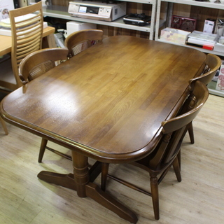 J038)飛騨産業 ダイニングテーブル W1450×D900×H700mm チェア 5点