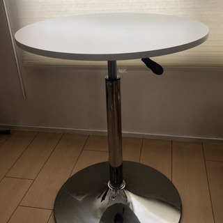 昇降式バーテーブル（径55cm／天板ホワイト） カフェテーブル