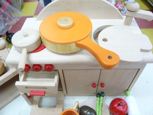 中古　木製　ままごとセット　木製おもちゃのだいわ　ミドルキッチンセット　ミニキッチンセット